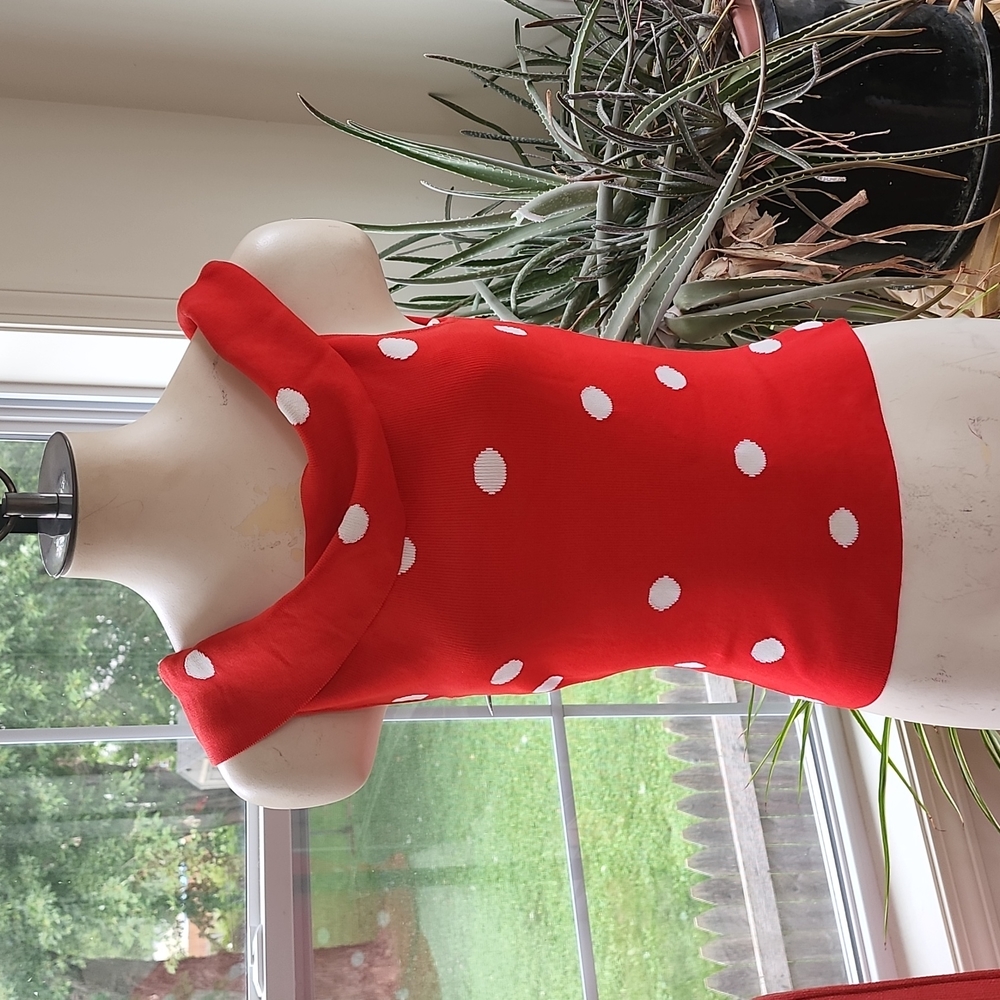 Cyrus Red and White Polka Dot Off the Shoulder Top Sz Small